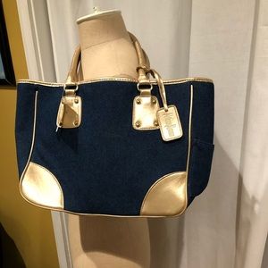 Neiman Marcus Denim & Gold Open Tote